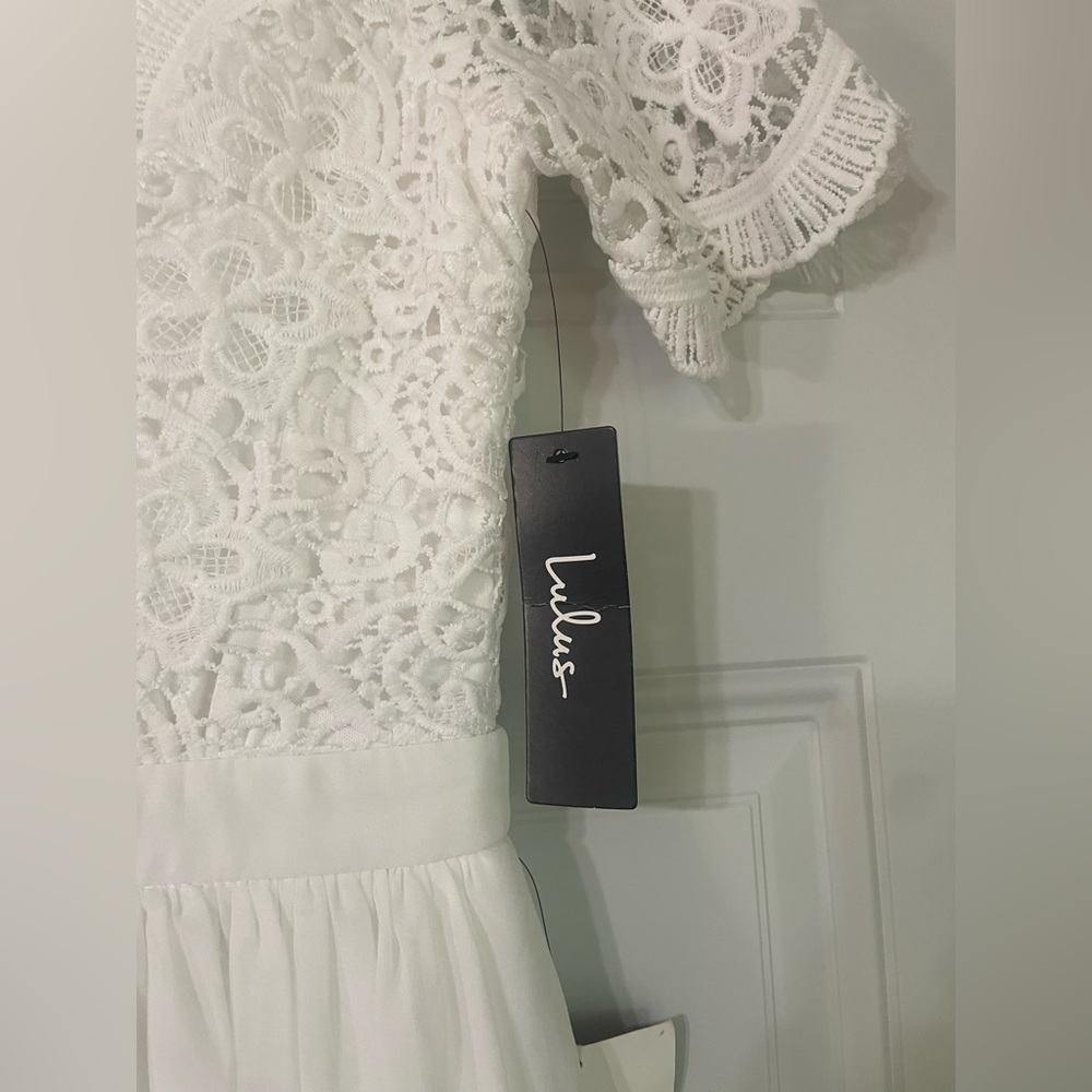 Lulus Dress Women Size Small White Lace Bride Bachelorette Rehearsal Dinner - Picture 3 of 8